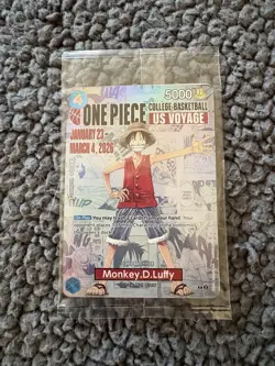 One Piece Monkey D. Luffy US Voyage College Basketball Promo Card SEALED - Image 1