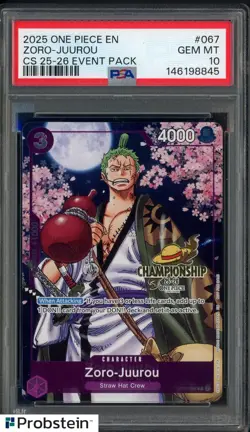 2025 One Piece EN Championship 25-26 Event Pack #067 Zoro-Juurou PSA 10 GEM MINT - Image 1