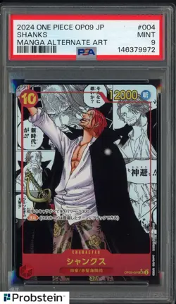 2024 One Piece Japanese OP09 Manga Alternate Art #004 Shanks PSA 9 MINT - Image 1