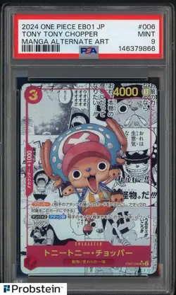 2024 One Piece EB01 Japanese #006 Tony Tony Chopper Manga Alternate Art PSA 9 - Image 1