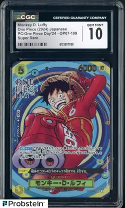 2024 One Piece Japanese PC One Piece Day Super Rare #109 Monkey D. Luffy CGC 10 - Image 1