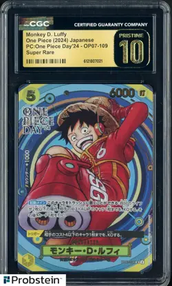 2024 Pokemon JPN One Piece Day'24 OP07-109 Monkey D. Luffy CGC 10 PRISTINE - Image 1