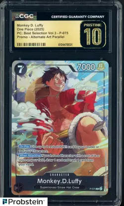 2025 One Piece PC Best Selection V.3 Promo Monkey D. Luffy P-075 CGC 10 PRISTINE - Image 1