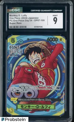 2024 One Piece Japanese PC One Piece Day Super Rare #109 Monkey D. Luffy CGC 9 - Image 1
