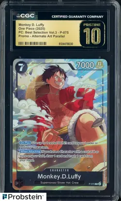 2025 One Piece PC Best Selection V.3 Promo Monkey D. Luffy P-075 CGC 10 PRISTINE - Image 1