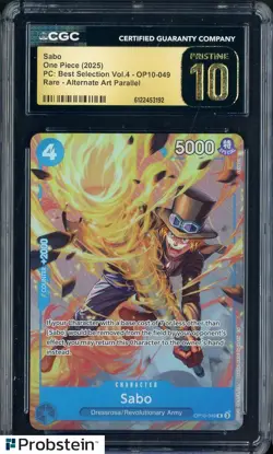 2025 One Piece PC Best Selection Vol.4 #OP10-049 Sabo Parallel CGC 10 PRISTINE - Image 1