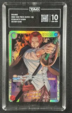 SHANKS TAG 10 2024 ONE PIECE ROMANCE DAWN #OP01-120 SECRET RARE 1243 - Image 1
