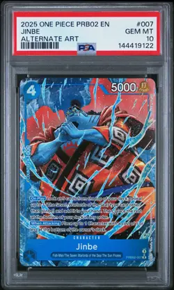 2025 One Piece PRB02 Premium Booster - Jinbe #007 - Alternate Art Alt PSA 10 - Image 1