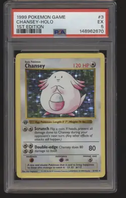 Pokemon 1st Edition Chansey Holo Rare Card 1999 #3/102 PSA 5 EX - Image 1
