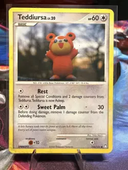 Pokemon Teddiursa 60HP Mysterious Treasures 105/123 Common Basic Regular Card - Image 1