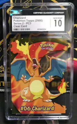 Pokemon Charizard Topps Series 2, TV Animation Clear Card #PC3, CGC 10 (Low Pop) - Image 1