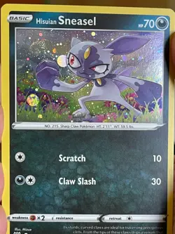 POKEMON HISUIAN SNEASEL 092/189 ASTRAL RADIANCE COSMOS HOLO WITH SWIRL NM CARD - Image 1