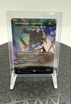 Michelangelo, Improviser 219 (Borderless Non-Foil) Magic MTG TMNT Ninja Turtles - Image 1