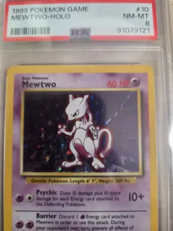 1999 Pokemon Base Set Unlimited Mewtwo Holo #10 PSA 8 NM-MT - Image 4