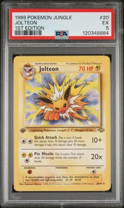 Pokemon TCG Jolteon #20 1ST EDITION PSA 5 - Jungle (Non-Holo) - Image 1