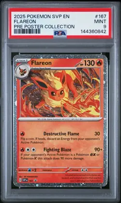 2025 POKEMON SVP PROMO PRISMATIC EVOLUTIONS POSTER COLLECTION #167 FLAREON PSA 9 - Image 1