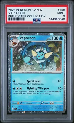 2025 POKEMON SVP PROMO PRISMATIC EVOLUTIONS POSTER COLLECTION 168 VAPOREON PSA 9 - Image 1