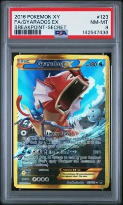 2016 POKEMON XY BREAKPOINT SECRET #123 FULL ART/GYARADOS EX PSA 8 - Image 1