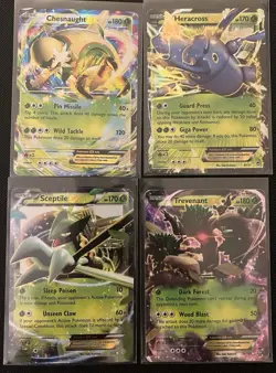 Pokemon Green Ex Lot, XY Era Sceptile, Chesnaught, Treevant, And Heracross Ex! - Image 1