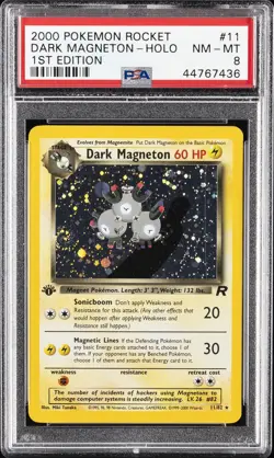2000 POKEMON ROCKET 1ST ED #11 DARK MAGNETON-HOLO PSA 8 - Image 1