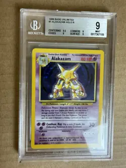 1999 Pokemon Base Set Unlimited Alakazam #1 BGS 9 - Image 1