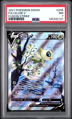 2021 POKEMON CELEBI V #245 FULL ART SWORD & SHIELD FUSION STRIKE PSA 7 - Image 1