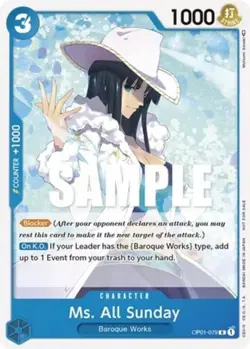 Light Play, English One Piece Ms. All Sunday - OP01-079 - P (Promotion Pack 2023 - Image 1