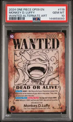 2024 ONE PIECE OP09-EMPERORS IN THE NEW WORLD #119 MONKEY D. LUFFY PSA 10 - Image 1