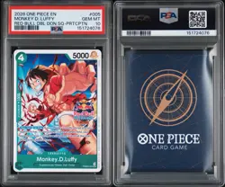 2026 ONE PIECE PROMOS #005 MONKEY D. LUFFY RED BULL DBL DON SQ-PRTCPTN PSA 10 - Image 3