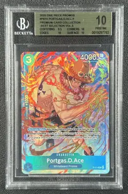 PORTGAS D. ACE BGS 10 PRISTINE 2025 ONE PIECE PROMOS #P-074 PREMIUM SELECTION 63 - Image 1