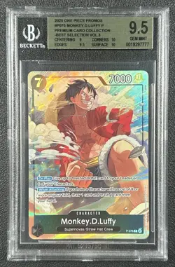 MONKEY D. LUFFY BGS 9.5 2025 ONE PIECE PROMOS #P-075 PREMIUM BEST SELECTION 7777 - Image 1