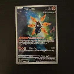 Pokemon TCG Iron Moth Holo Illustration Rare Card 187/182 Paradox Rift - Image 1
