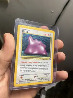 Pokemon TCG Ditto Fossil Holo Rare 3/62 Unlimited 50 HP Basic 1999 Card - Image 1