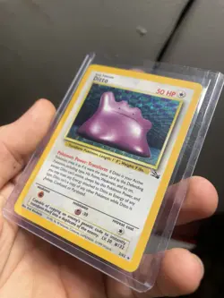 Pokemon TCG Ditto Fossil Holo Rare 3/62 Unlimited 50 HP Basic 1999 Card - Image 2