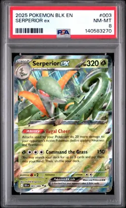 2025 Pokemon BLK EN Black Bolt #003 Serperior EX PSA 9 MINT Holo Rare Card fresh - Image 1