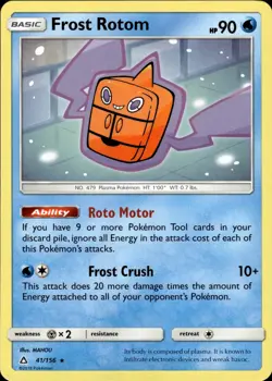 Pokemon TCG Card Frost Rotom SM - Ultra Prism 41/156 - Image 1