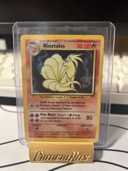 Pokemon Ninetales Holo Rare Base Set 80 HP 012/102 English Card - DMG - Image 1