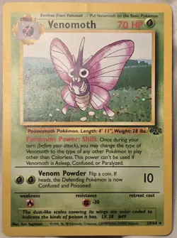 Venomoth 29/64☆ Jungle Vintage Pokemon Card Lightly Played Condition - Image 1