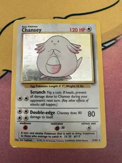 Pokemon Chansey Holo Rare TCG Card Base Set Unlimited 3/102 - Image 1