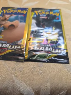 🔥 Pokemon Sun & Moon TEAM UP Booster Pack Lot (2 Packs) – 3 Card Mini – Sealed - Image 3