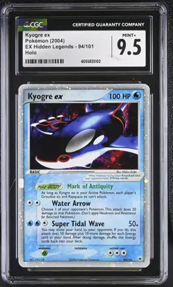 CGC 9.5 MINT+ Kyogre ex 2004 EX Hidden Legends 94/101 Holo Pokemon Card - Image 1