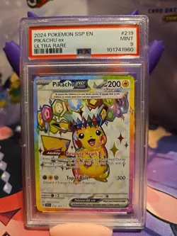 2024 Pokemon Surging Sparks Pikachu Ex #219/191 PSA 9 - Image 1