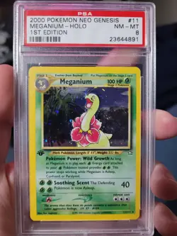 Pokemon Meganium 11/111 Neo Genesis Holo Psa 8 1st Edition - Image 1