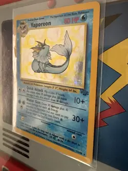 Pokemon Vaporeon 12/64 Jungle Holo Rare 80 HP Card 1999 English - Image 2