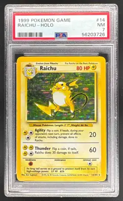 56203726 Raichu 1999 Pokemon #14 Holo PSA 7 - Image 1
