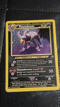 Pokemon Houndoom Holo Rare Unlimited 4/75 Neo Discovery Holo Rare With Swirl!! - Image 1