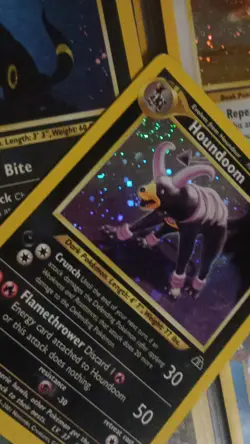 Pokemon Houndoom Holo Rare Unlimited 4/75 Neo Discovery Holo Rare With Swirl!! - Image 4