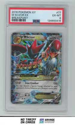 2016 Pokemon XY - BREAKpoint M Scizor-EX PSA 6 #77/122 - Image 1