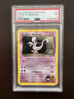 2000 POKEMON GYM CHALLENGE HOLO #14 ROCKET'S MEWTWO PSA 1 - Image 1