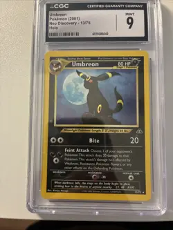 Umbreon Holo Rare Neo Discovery 2001 Pokemon 13/75 CGC 9 Mint - Image 1